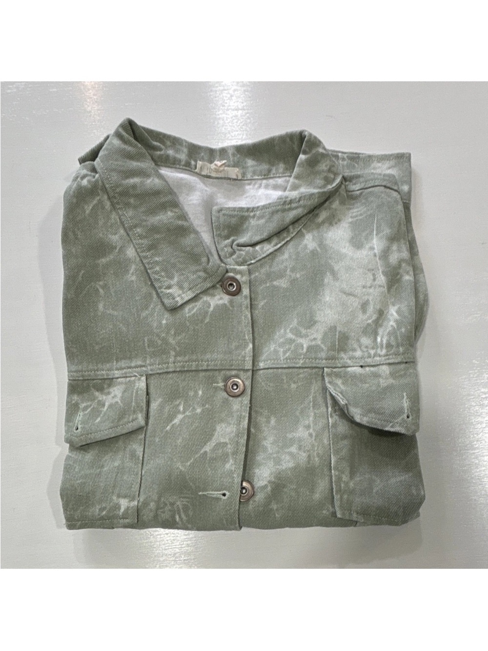 LA MIEL Washed Sage Green Jean Jacket - Women's